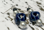Blue stone and Pearl Earring