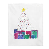 Christmas Tree WatercDoodle Art Velveteen Plush Blanket