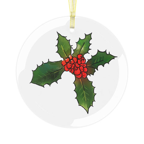 Holly Berry Glass Ornament