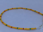 Yellow, Red, and Green Seed Bead Anklet