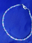 Clear, Blue, and Pink Bugle & Seed Bead Anklet