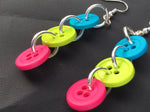 Bright Tri-Color Button Dangle Earring Nickel Free