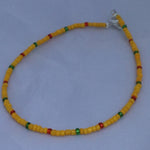 Yellow, Red, and Green Seed Bead Anklet