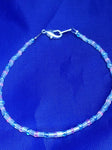 Clear, Blue, and Pink Bugle & Seed Bead Anklet