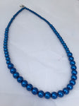 Blue Graduated Pearl Necklace