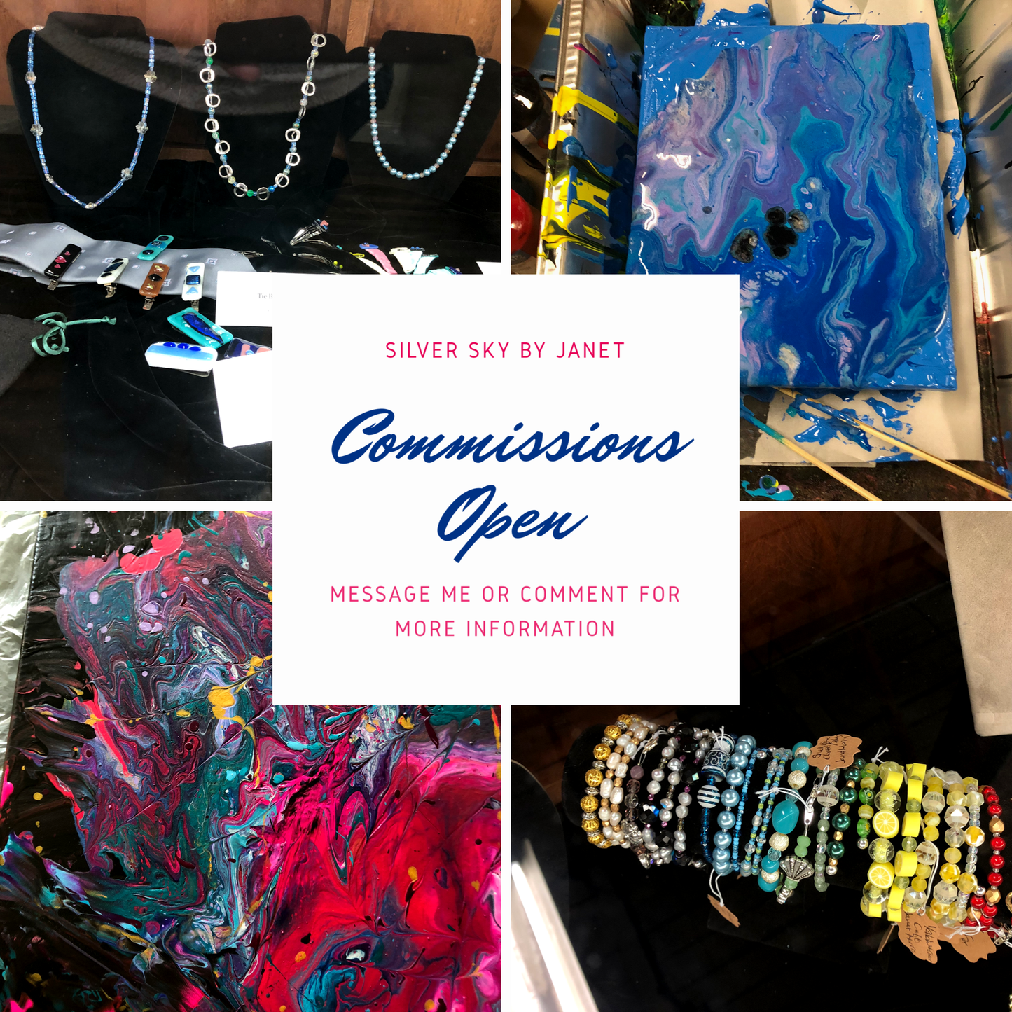 Commission: Dipped/Paint Pouring Magnets